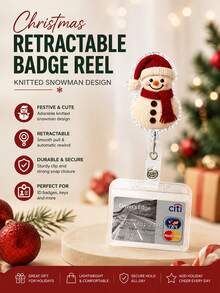 1 pièce Porte-badge rétractable thème Noël, porte-carte d'identité anti-perte, clip de badge design, convient pour le bureau, la conférence, l'exposition, l'événement scolaire, la fête de Noël, identification, rétraction et rebond fluides, clip sécurisé ne se détache pas facilement, thème Noël optionnel, accessoire d'identification thème vacances, cadeau de Noël - Noël - Voir 2