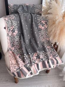1pc Faux Cashmere Elegant Floral Pattern Jacquard Warm Scarf For Women, Air Conditioning Room Blanket, Autumn/Winter Outdoor Travel Cold Protection Neck Warmer, Soft Decorative Scarf Shawl Dual-Use, Suitable For Daily Matching, First Choice For Gift - Grey - View 3