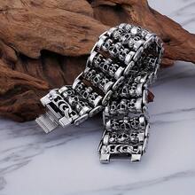 Men's Bracelet, Skull Punk Personalized Jewelry, Boys Fashion Accessory - Silver - View 7