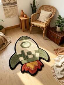 1pc Green Plaid Rocket Shaped Doormat, Bathroom Mat, Carpet, Floor Mat, Universal Doormat, Bedroom Carpet, Area Rug - Multicolor 4 - View 2