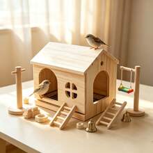 Parrot Wooden House Rabbit Flower Branch Mouse Hamster Wooden Nest Guinea Pig House Bird Nest Peony Pure Solid Wood Pull-Out Easy To Clean Cool House - View 7