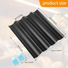 4-Piece Carbon Steel Baking Sheet, Heat-Resistant, Specifically For Baguettes, Baking Tray For Household Oven - Black - View 4
