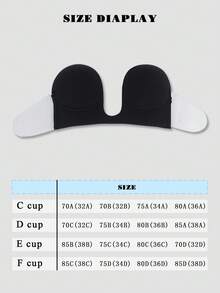 1pc Black U-Shaped Deep V Invisible Bra With Self-Adhesive Glue, Strong Adhesion, Thick Rounded Cups For Good Support, Sweat-Resistant And Breathable, Seamless Comfortable Design, Perfect For Backless Or Deep V Dresses, Completely Pressure-Free - Multicolor - View 5