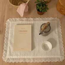 1/2/6pcs French White Lace Bow Decorative Doily Placemats, Suitable For Valentine's Day And Home Decor - Multicolor - View 1