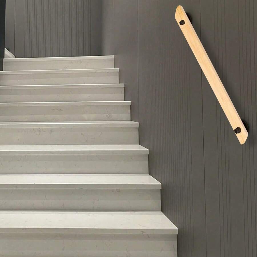 For Home Indoor Lofts Steps Decking Stairs Solid Wood Wall Mounted Non-Slip Grab Bar Handrail - Wood - View 1