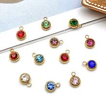 12pcs Stainless Steel Diamond Twelve Birthday Pendant Jewelry Making DIY Earring Pendant Various Design Charms For Jewelry Making Bracelets Necklace - Multicolor - View 3