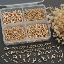 150pcs/300pcs KC Golden DIY Handmade Extension Chain Jewelry Making Kit, Includes (12*7mm) Lobster Clasp, (7*5mm) Jump Rings, Water Drop Pendant, 5-Section Chain, Suitable For DIY Beaded Tail Chain, Jewelry Extension Chain, Jewelry Clasp, Open Connector Ring, Hand & Foot Jewelry Connector, Jewelry Accessories Handmade Craft Materials - Accessory Set - View 11