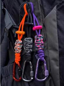 Multifunctional Outdoor Camping Accessory, Durable Braided Rope Keychain With Anti-Loss Strap And Water Bottle Hook, Multifunctional Hiking Backpack Clip, Portable Water Bottle Hanging Rope, Suitable For Hiking, Camping, Cycling, Beach And Other Occasions - Multicolor - View 2