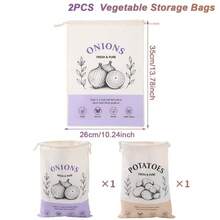 Large Drawstring Vegetable Gift Bags (2pcs), Vegetable & Fruit Storage Cloth Bags, Potato & Onion Storage Bags, Portable Reusable Household Storage Bags, Kitchen Vegetable & Fruit Sorting & Storage Supplies - View 9