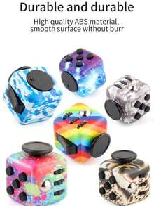 1pc Stress Relief Dice Handle Cube, Toy, Sensory Toy, 6 Different Functions, Relieve Stress And Anxiety, Pass Time, Finger Toy, Office Classroom Toy, Adult Gift (Colorful) - Multicolor - View 1
