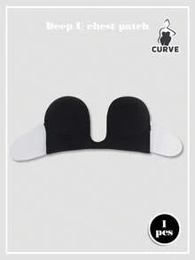 1pc Black U-Shaped Deep V Invisible Bra With Self-Adhesive Glue, Strong Adhesion, Thick Rounded Cups For Good Support, Sweat-Resistant And Breathable, Seamless Comfortable Design, Perfect For Backless Or Deep V Dresses, Completely Pressure-Free - Multicolor - View 10