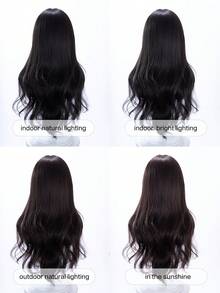 alicegarden Wig sintetis sepanjang 28 inci dengan gaya bergelombang alami berwarna hitam yang menawan. Desain belahan tengah, wig palsu ini sangat cocok untuk penggunaan sehari-hari, pesta, dan cosplay, menawarkan wig alami dan tahan lama sebagai hadiah untuk para wanita. (Tidak termasuk aksesoris) - Hitam - View 11