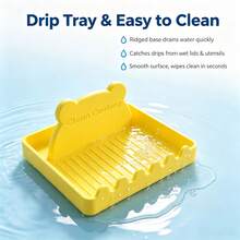 Bear-Shaped Pot Lid Holder, 2-In-1 Kitchen Utensil Rack With Drip Tray, Cute Kitchen Storage Rack For Spoons And Spatulas, Countertop Organizer - Yellow - View 4