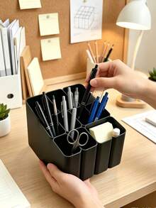 This 11-Compartment Multi-Functional Storage Box/Tray Is An Essential Item For Home And Office Desk Organization. It's A Practical Little Tool For Storing Items Such As Makeup Brushes, Pens, And Electronic Products. - Multicolor - View 1
