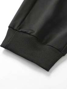 Setelan Jaket dan Celana Olahraga Luar Ruangan Kasual Minimalis Longgar untuk Pria, Musim Semi/Gugur - Hitam - View 9