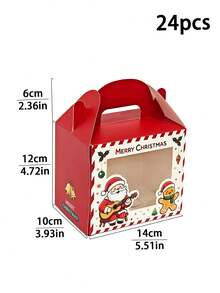 4pcs/8pcs/12pcs/24pcs Christmas Eve Handheld Window Paper Gift Boxes, Christmas Cookie Candy Storage Packaging Boxes, Donut Tart Dessert Boxes, Party Gathering Baking Packaging Empty Boxes - View 15