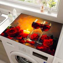 (Hot !!) 1pc 2D Rose Wine Pattern Flat Stove Protector Mat And Non-Slip Heat-Resistant Rubber Stove Cover Pad Suitable For Induction Cooktop, Glass Stove And Multi-Function Scratch-Resistant Mat, Also Best Choice For Oven, Washing Machine, Dryer And Kitchen Decoration. - Multicolor - View 6