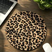 20*20*0.2cm Round Leopard Print Mouse Pad With Non-Slip Rubber Base, Funny Mouse Pad Suitable For Desktop Wireless Computer Mouse, Office, Laptop, Home Office Decor, Cute Office Supplies Gift For Women And Girls - View 3