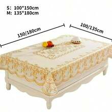1pc Gold Foil Coffee Table Cloth, Waterproof, Oil-Proof, Heat-Resistant, No-Wash, Rectangular Dining Table, Home Living Room, European Style New - Gold - View 3