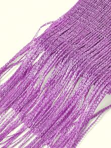 Popjeli 1pc Vintage Niche Seasonal Versatile Scarf With Flowing Ribbons, Simple Tasseled Scarf, Suitable For Party Outfits - Purple - View 2