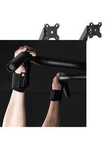 2pcs Adjustable Weightlifting Wrist Straps With Hooks, Reinforced Nylon Black Fitness Wrist Support Bands, Pull-Up Strength Training Wrist Wraps, Gym Equipment Training Protective Gear - A - View 9
