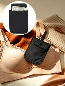 Cartera de sujetador oculta con bloqueo RFID de moda - Múltiples colores, material suave y amigable con la piel, ajustable, botón a presión para evitar que se caigan los artículos, ligera y transpirable, sin sensación de Body extraño - Multicolor - Ver 3