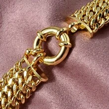 1pc Exaggerated Hip Hop Style 14k Gold Plated Copper Sailor Clasp Bracelet For Women - Gold - View 2