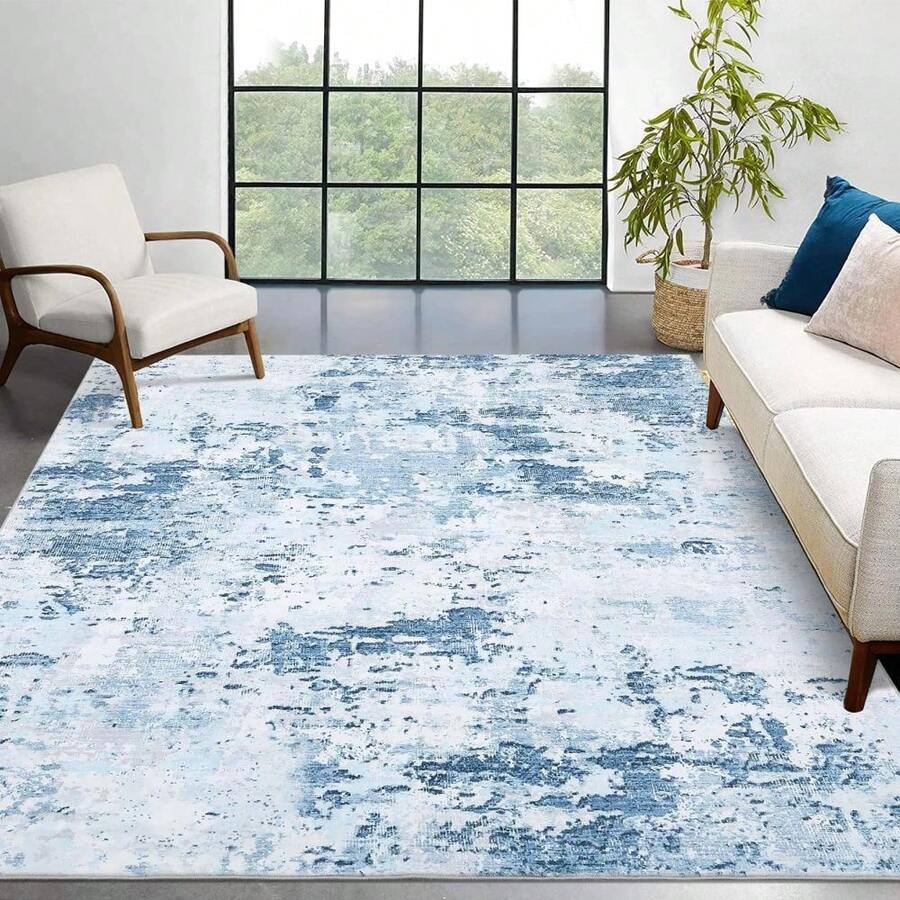 Techigher Modern Abstract Area Rug, Large Washable Living Room Rug, Ultra-Soft Non-Slip Bedroom Carpet & Foldable Floor Mat
