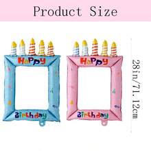 28 Inch Pink & Blue Birthday Photo Frame Balloons, Photo Booth Decorations, Suitable For Birthday Parties, Anniversary Celebrations, Holiday Events, Festive Backgrounds, Outdoor Activities, Creating Party Atmosphere, Photo Backdrop, Decorative Ball Supplies - Birthday Photo Frame Balloon - View 4