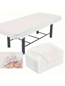 10pcs Disposable Massage Bed Sheets With Elastic Band, Suitable For Facial, Body And Skin Care In Beauty Salon, Size 84 X 35 Inches, White - Multicolor - View 8