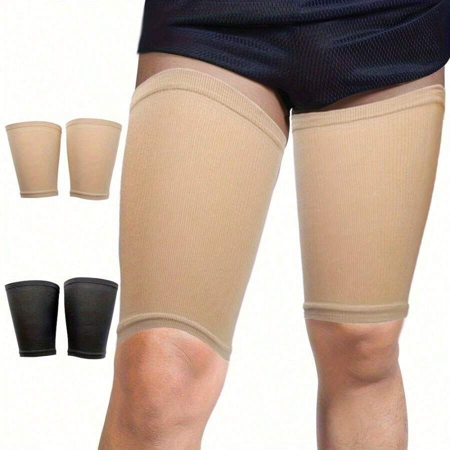 1 Pair High Elasticity Thigh Compression Knee Support Band, Made Of Breathable And Durable Fabric, Comfortable Fit, Suitable For Daily Indoor And Outdoor Wear - Multicolor - View 1