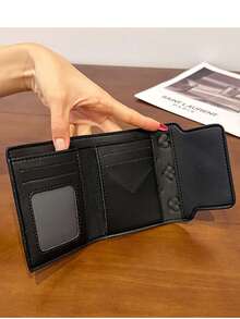 1pc Women's Short Litchi Textured Print Wallet, Tri-Fold ID Card Holder, Anti-Theft Credit Card Wallet, Lightweight Handbag - Multicolor - View 5