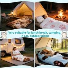 1pc Cute White Cat Adult Sleeping Bag, Hooded Full Body Sleep Sack With Cat Ears And Paw Prints, Soft Portable Bedding, Suitable For Bedroom Napping, Camping, Tent, Car, RV, Travel, Home And Indoor Rest - Multicolor - View 11