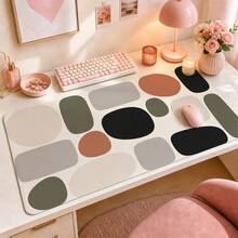4pcs Minimalist Abstract Desk Mat, 4 Styles Available, Modern Ink Flow, Sage Arch, Sunset Line And Geometric Pattern Large Extended Mouse Pad, Non-Slip Rubber Base, Stitched Edge Keyboard Mat For Office, Home, Study, Computer Desk Decor - View 9