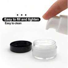 25pcs Mini Clear Cream Jars, 3g/5g, Empty Plastic Cosmetic Containers, Transparent Sample Bottles, Eyeshadow/Lip Balm Containers, Travel Essential Sample Cosmetic Jars, Empty Mini Bottles, Suitable For Thanksgiving, Halloween And Christmas. - Black - View 7