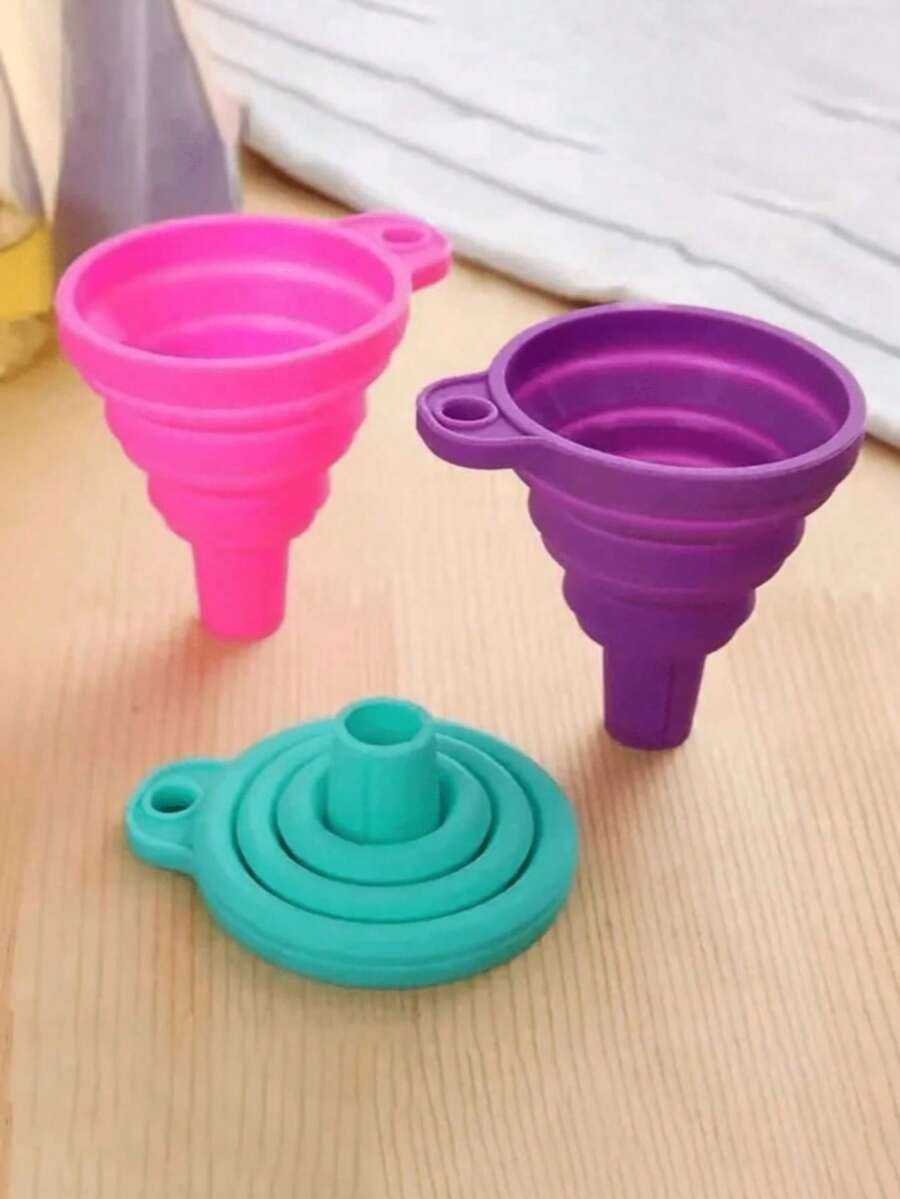 1/3 buah Corong Lipat Warna Acak, Portabel, Cocok Untuk Dapur, Mobil, Berkemah (Satu Ukuran = Warna Acak) - View 1