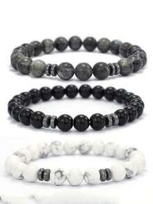 diffone 3/Pcs Set Handmade 8mm Stone Beads Bracelet Charms Round Yoga Meditation For Men Women Jewelry - Beaded Bracelet Set - View 2