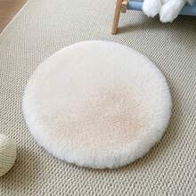 1pc Nordic Style Light Color Solid Minimalist Modern Round Faux Rabbit Fur Fabric Soft Round Decorative Rug, Photo Prop Washable Fabric, Create Cozy And Atmospheric Home Decor - Multicolor - View 10