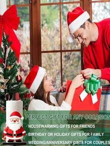 Christmas Theme Vertical Kitchen Paper Towel Holder, Santa Claus/Christmas Tree Design Holiday Home Decor Countertop Paper Towel Storage Rack - Multicolor - View 8