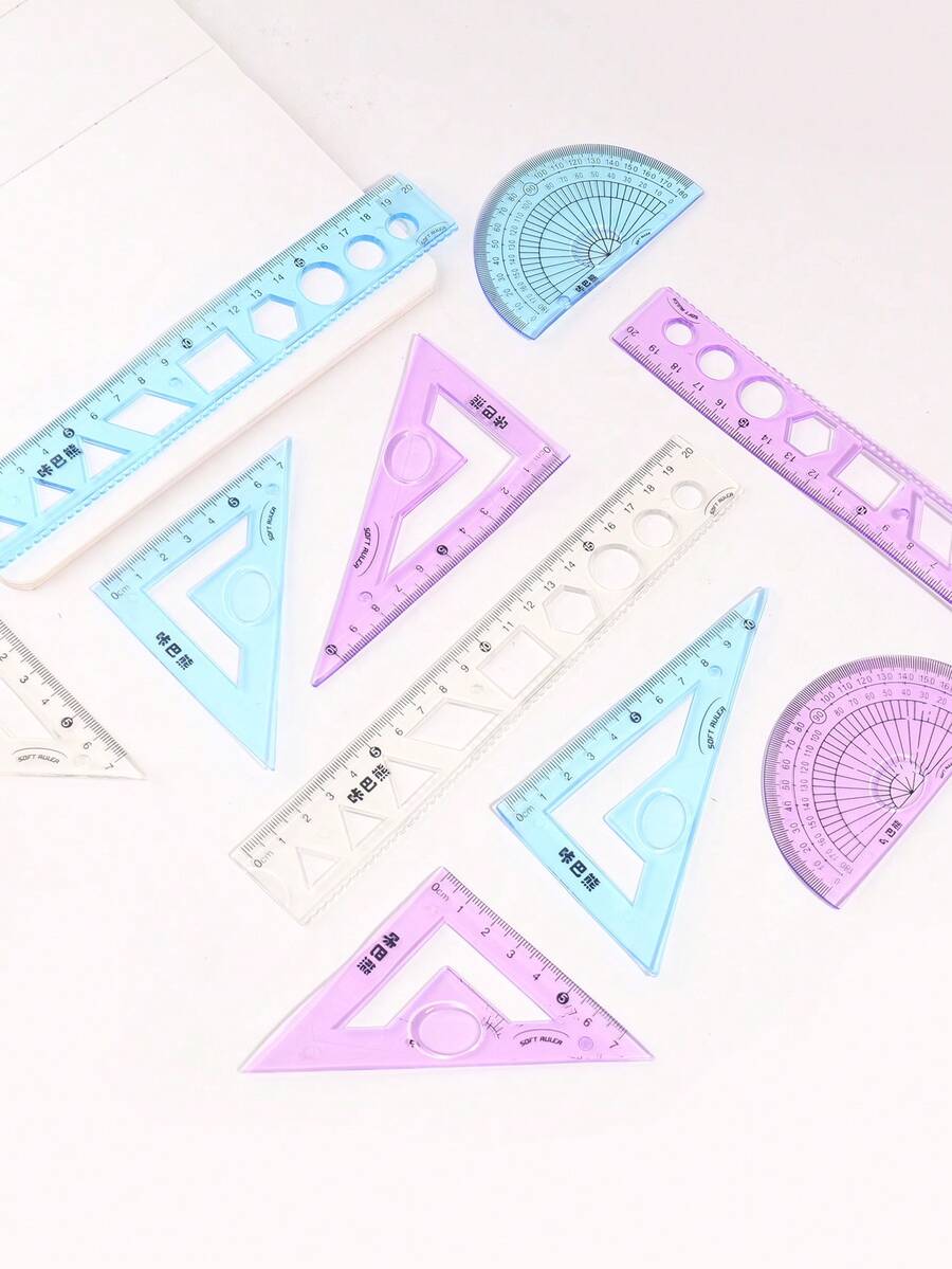 4-Piece Drawing Ruler Set, Creative Bendable Rulers, Handy Tools For Measuring Everyday Items, Must-Have Stationery For Studying, A Gift For Friends - Multicolor - View 1