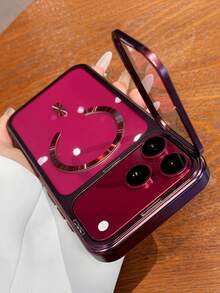1PC Iridescent Matte Gradient Magnetic Phone Case Compatible With IPhone 18 17 Pro Max Wireless Charge Premium Anti-Fingerprint Protective Cover Couple Design For Men Women - Plum - View 1