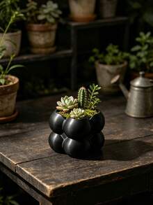 3D Printed Square Cloud Bubble Planter, Rounded 3D Textured Succulent Cactus Planting Pot, INS Style Desktop Gardening Potted Plant Decor - Multicolor - View 2