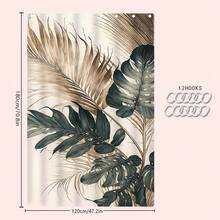 1/4pcs Tropical Monstera Palm Leaf Shower Curtain Set, Vintage Green & Gold Botanical Print Bathroom Curtain, Includes Toilet Lid Cover, Bathroom Mat, 4pcs Complete Home Bathtub Bathroom Decor Set - A - View 16