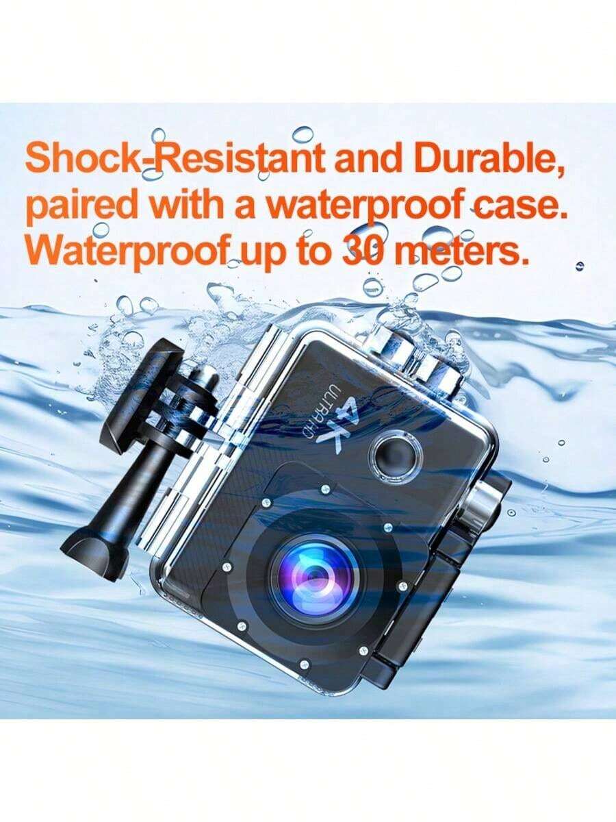 Reletech 4K 雙模式運動攝影機，4K Ultra HD/1080P 雙高清錄影，1050mAh 大容量電池，30米防水（含防水殼），戶外騎行、徒步、潛水錄影必備