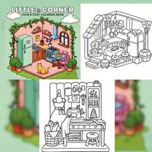 Cute And Cozy Coloring Book For Adults And Teens - Relaxing Hygge Space Design, DIY Creative Art Relaxation, Whimsical Home Illustrations With Cats, Refrigerators And Kitchen Scenes - Single Piece - View 6