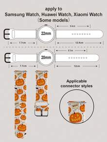 1pc Warm Orange Cute Halloween Pumpkin Pattern Silicone Watch Band, Compatible With Samsung, Honor Smartwatches, Compatible With Apple Watch 38mm 40mm 41mm 42mm 46mm 45mm 44mm 49mm, Fashion Soft Comfortable Sports Watch Band, Compatible With Apple Watch Ultra Series SE/11/10/9/8/7/6/5/4/3/2/1, Halloween/Thanksgiving Outfit Accessory Watch Band - Multicolor - View 15