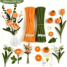 201pcs Fluffy Stem Handmade Set, Includes 200 Flexible Iron Wire Stems And 1 Greeting Card, Suitable For DIY Handmade Flowers, Doll Making, Holiday Decoration, Art Projects, Home Crafts, Party Decoration, Craft Supplies For Hobbyists - 201 Pcs - View 13