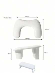 Butterfly Slanted Nail Art Hand Pillow, Dual Hand PU Nail Art Table Armrest, Comfortable Nail Art Table Support (White) - White - View 6