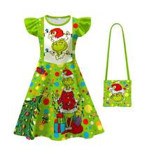 The Grinch 6pcs The 2026 New Christmas Halloween Dream Forest Flutter Sleeve Dress For Big Kids - A - View 29