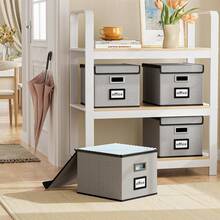 Caja organizadora de archivos con tapas, organizador de carpetas de archivos plegable - Caramelo - Ver 2